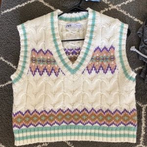 Fair Isle cable knit sweater vest